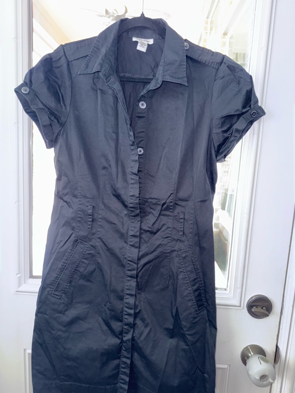Calvin Klein Dark Gray Button-Front Shirt Dress